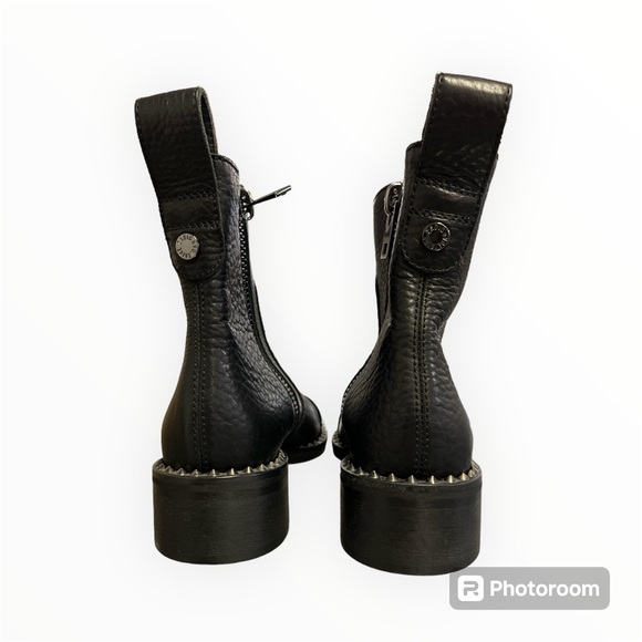 Zadig & Voltaire Empress Clous Textured Leather Ankle Boots Size 36 (US 5) Black - Picture 9 of 13